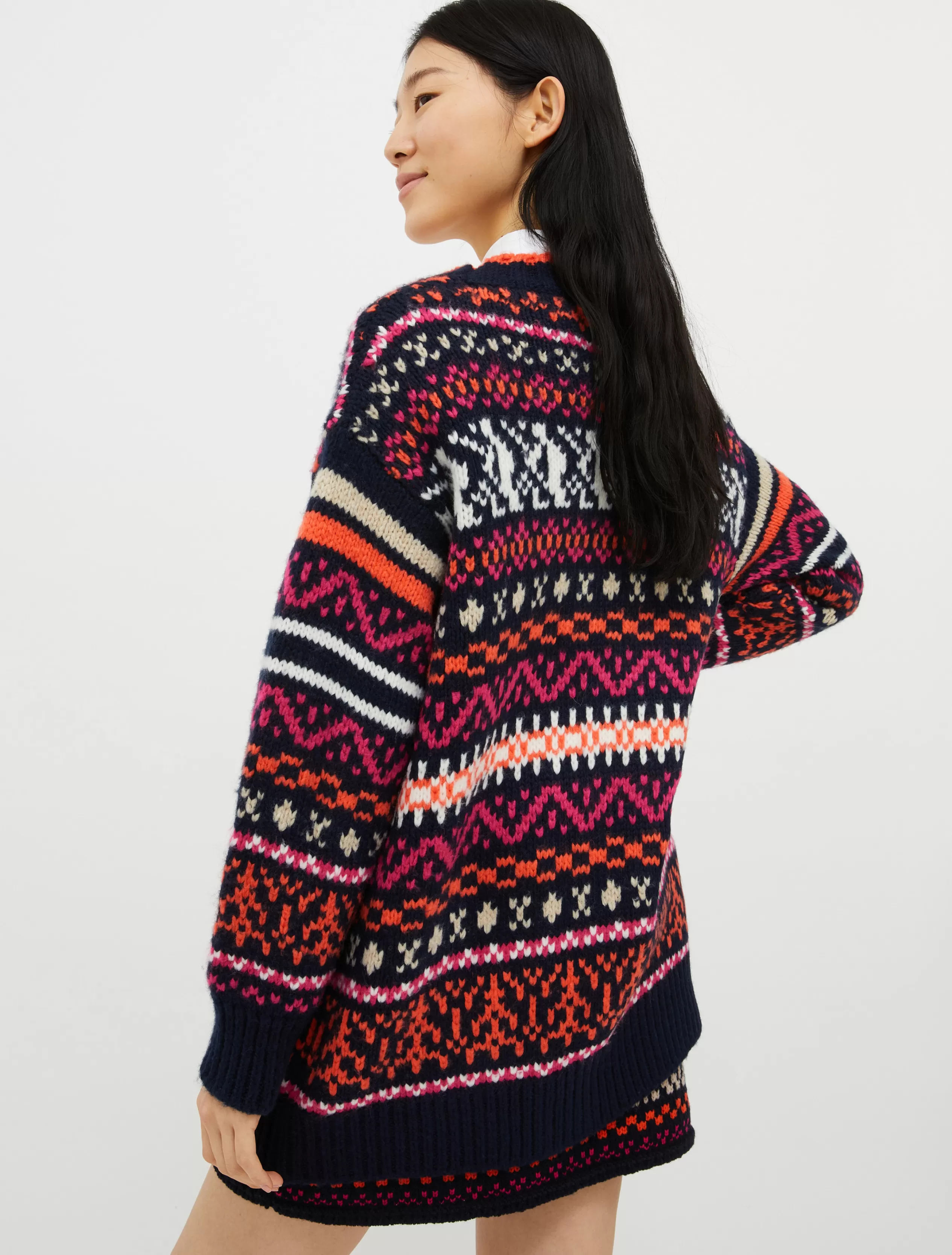 Maglie e Cardigan<MAX&Co. Maxi cardigan jacquard fantasia blu notte